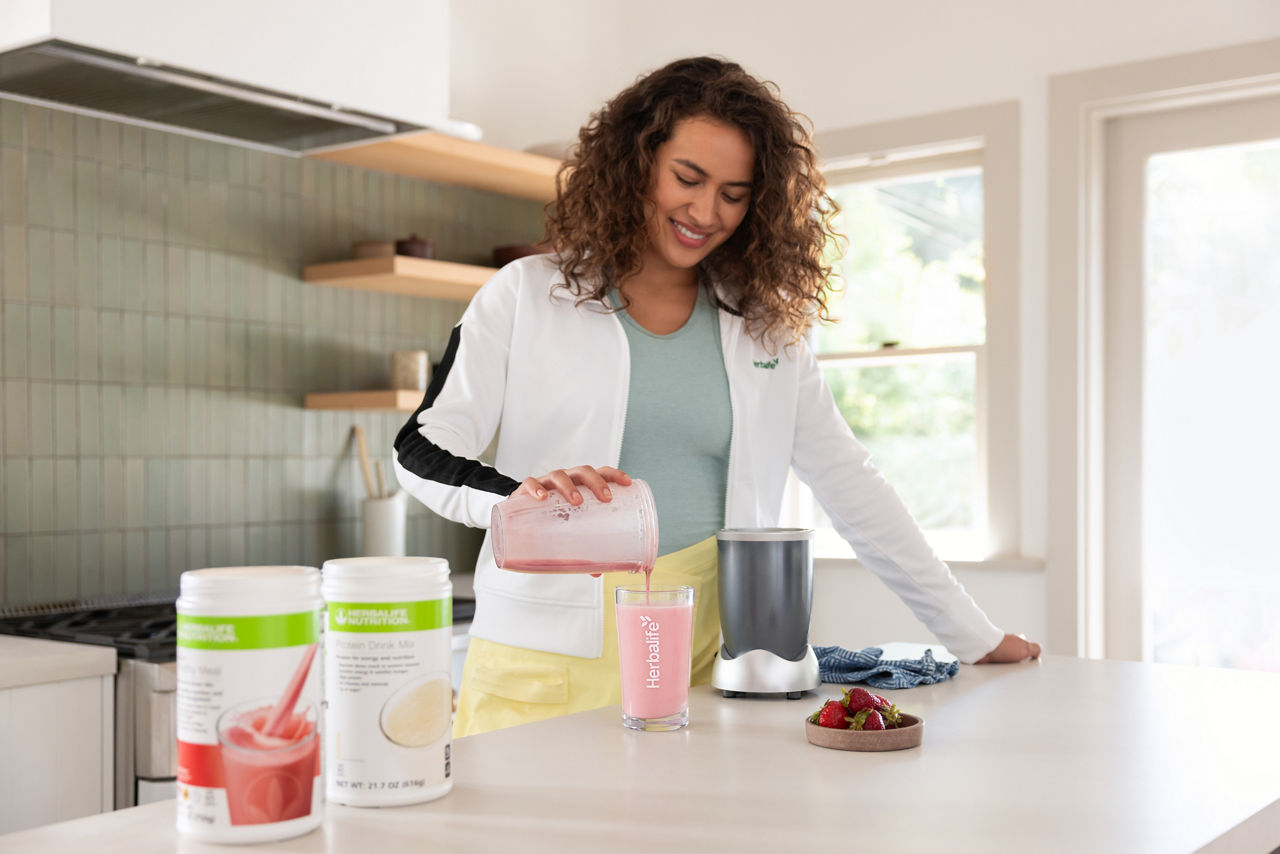 Woman serving a shake