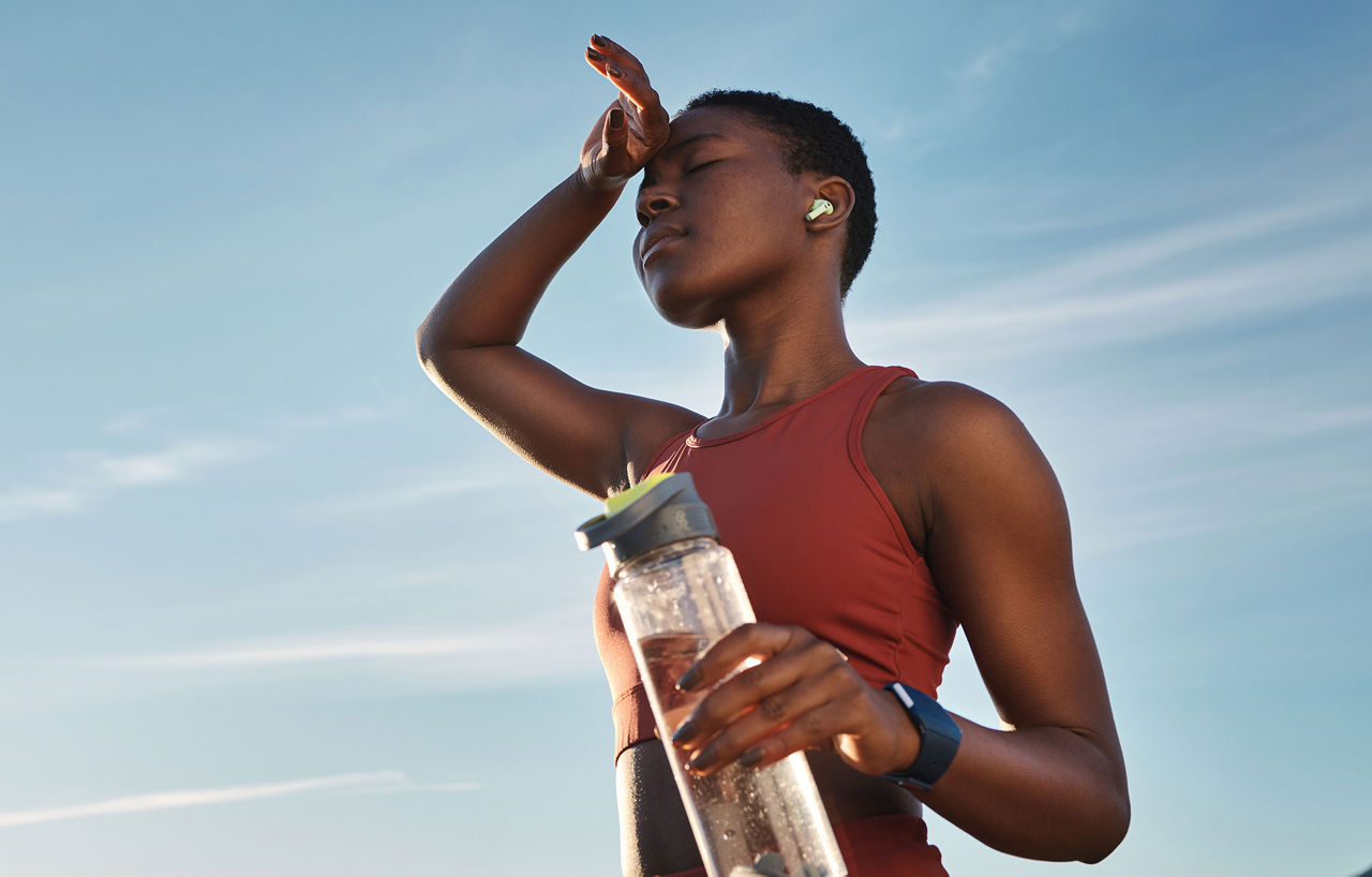 Woman resting after outdoor workout